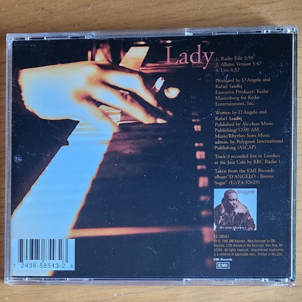 D'Angelo "Lady", "Left & Right" - 1990s CD Singles (Lot of 2)  - Picture 3 of 9